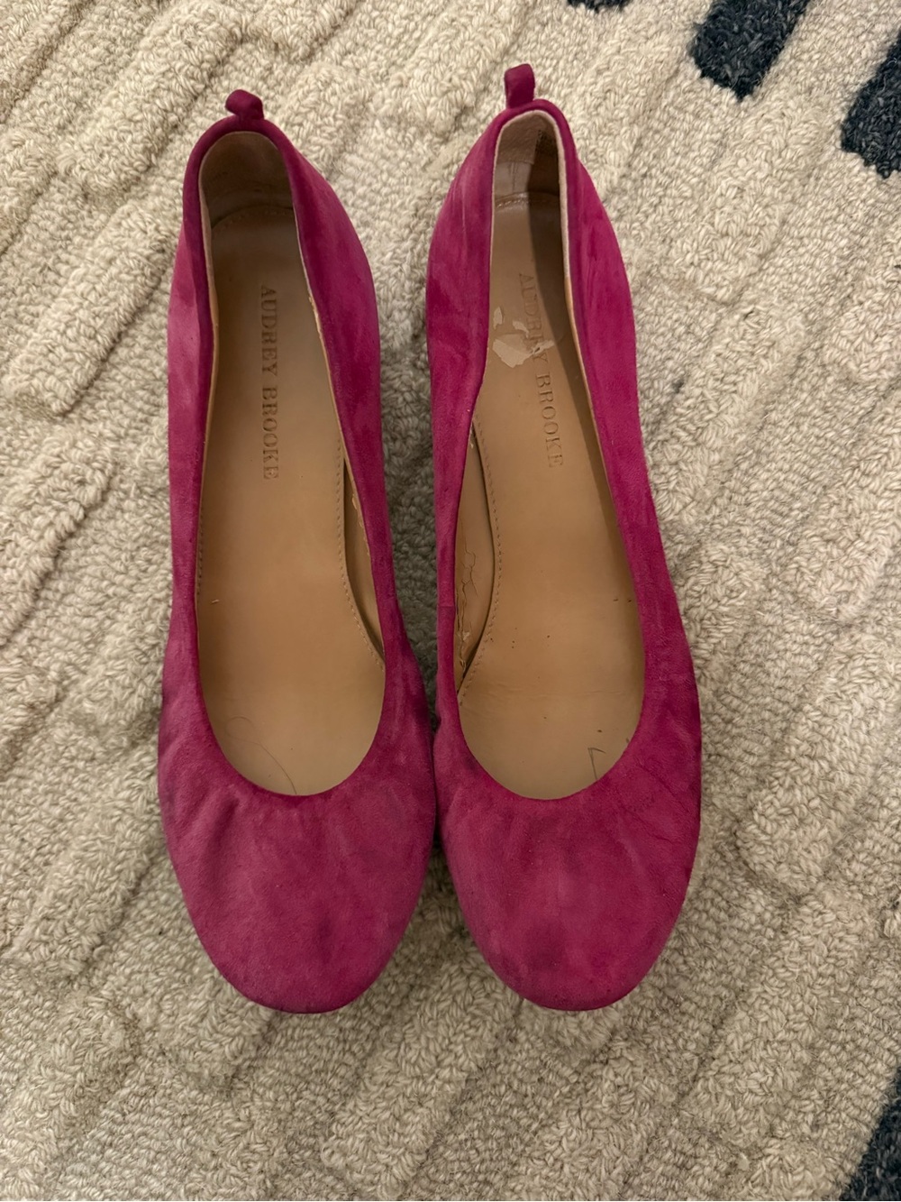Audrey Brooke Magenta Suede Ballet Flats